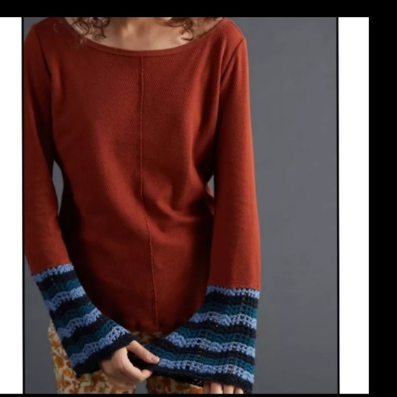 Anthropologie NWT Pilcro Crochet-Cuffed Top Size S. - Picture 2 of 14